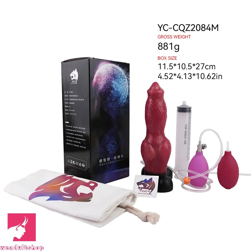 7.24in 9.21in Ejaculating Inflatable Dog Knot Silicone Soft Penis Odd Dildo