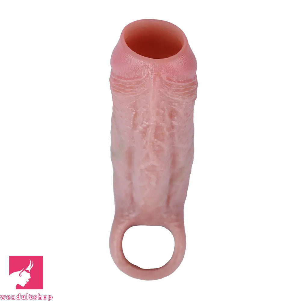 5.78in Real Skin Silicone Cock Sleeve Dildo Penis Sex Toy For Men Using Time