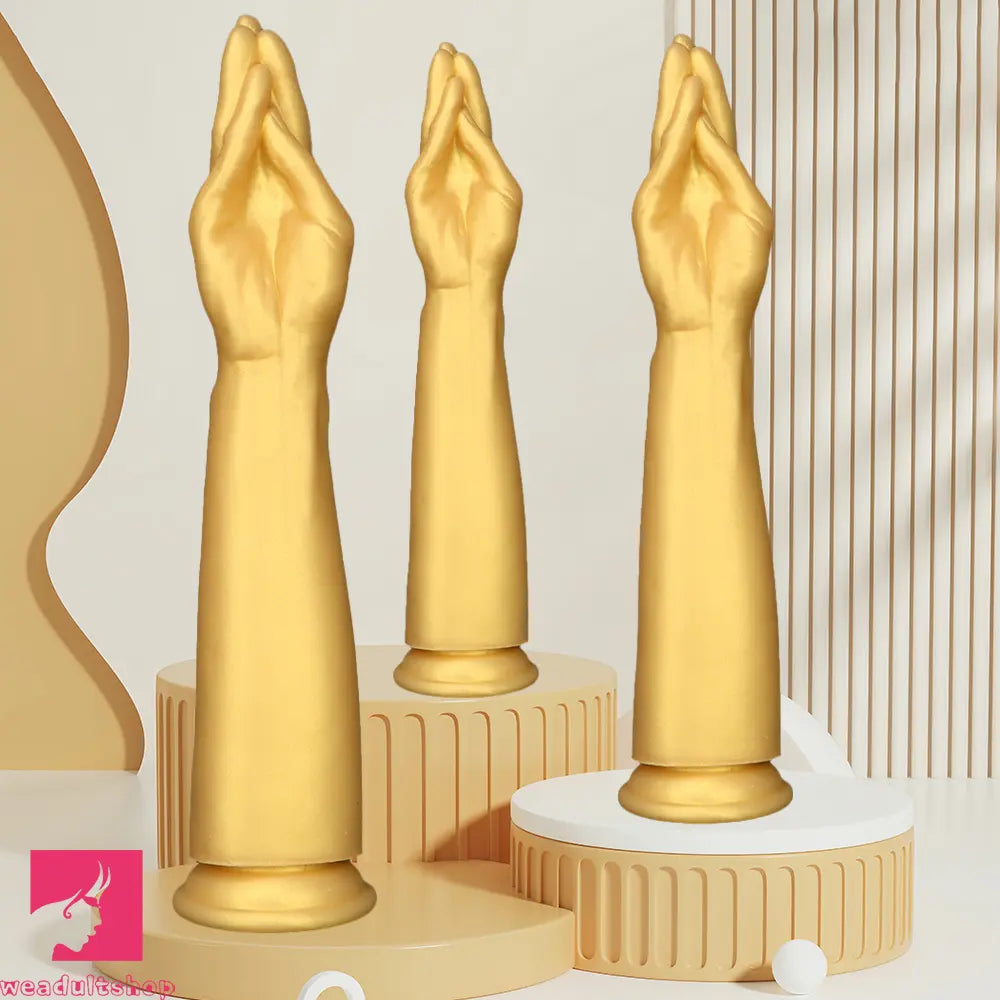 12in 14.17in 16.73in Gold Silicone Fisting Arm Ashes Grade Anal Cock Dildo