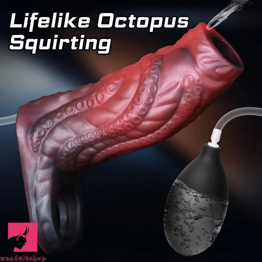 4.13in Squirting Tentacle Monster Dildo Sleeve Penis Ring For Couples Love