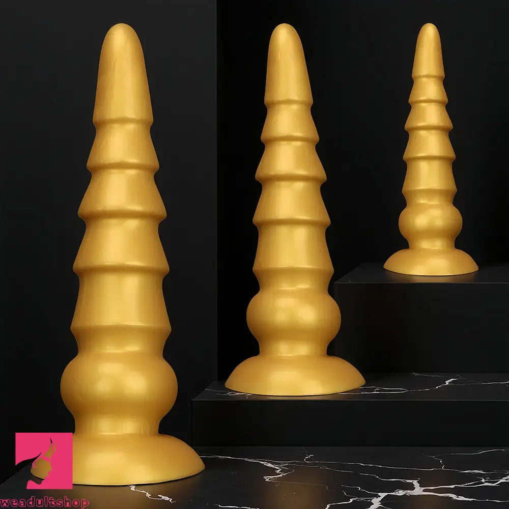 7.87in 11.41in 14.17in Golden Silicone Soft Anal Plug Dildo For Women Toy