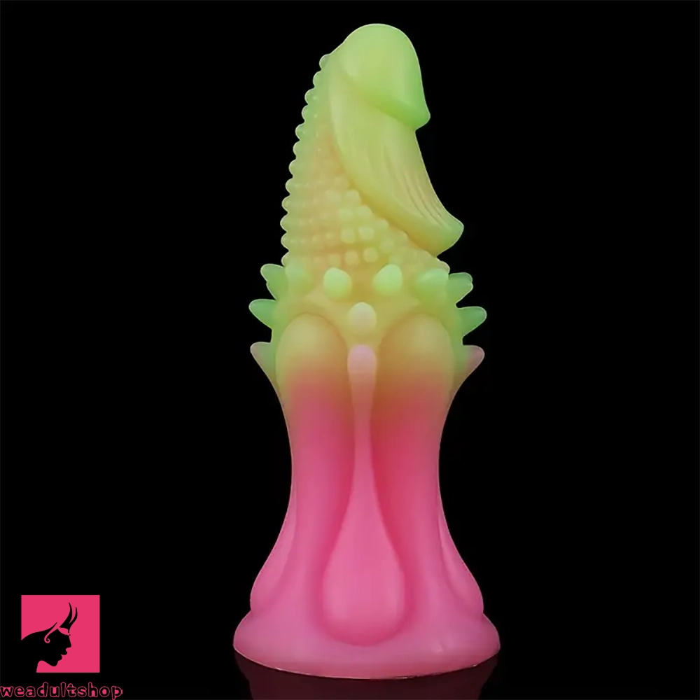 8.66in Silicone Spiked Fantasy Dildo Colorful Gradients Wearable Anal Plug