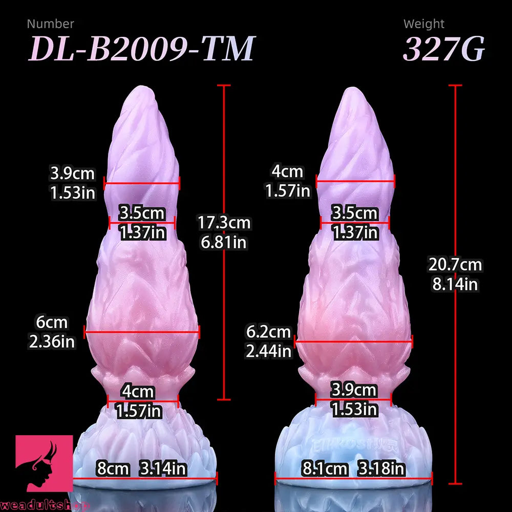 8.14in Squeeze Inflatable Alien Penis Big Fantasy Silicone Dildo For Clit
