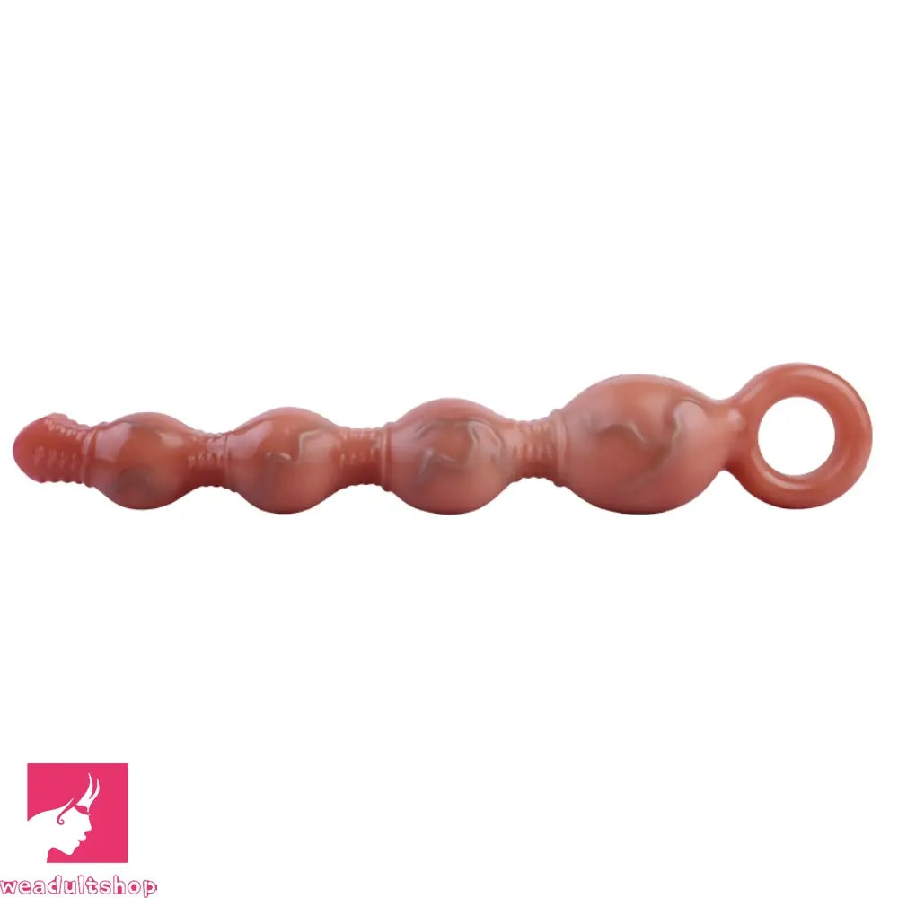 10.5in Big Vibrating Silicone Soft Pulling Beads G Spot Dildo With 3 Motors