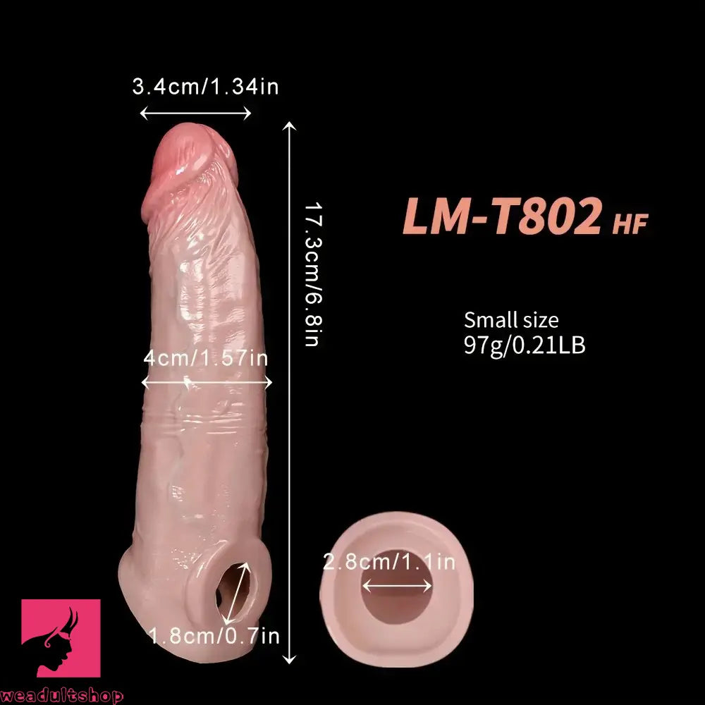 6.8in 8.03in Silicone Soft Dildo Sleeve With Cock Ring For Cock Extension