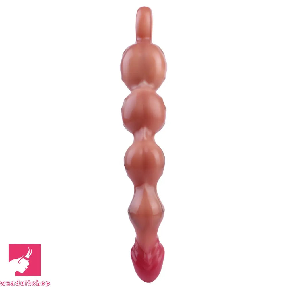 10.8in Big Vibrating Silicone Soft Pulling Beads Odd Dildo With 3 Motors