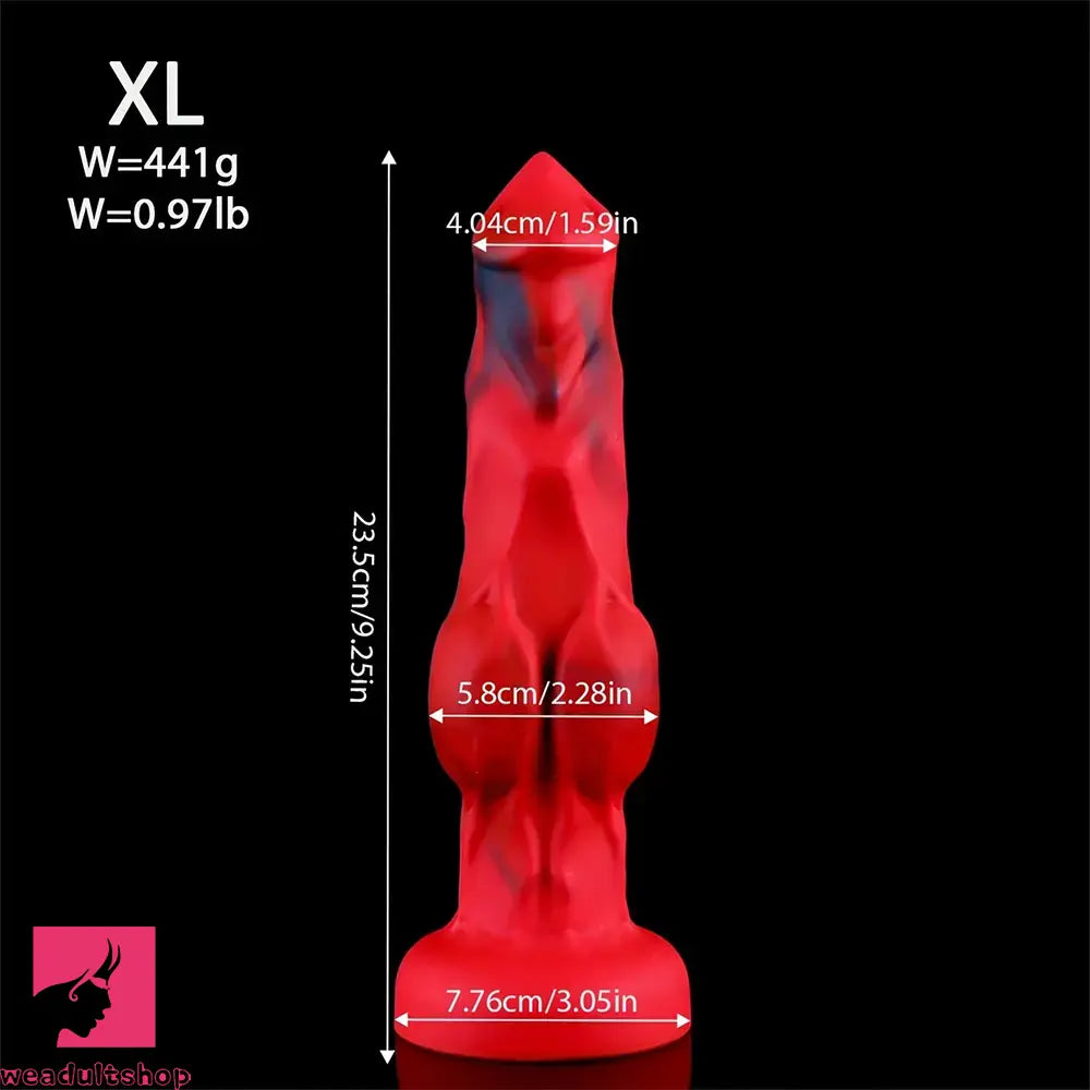 6.65in 7.63in 8.3in 9.25in 10.03in Red Black Odd Monster Dog Knot Dildo