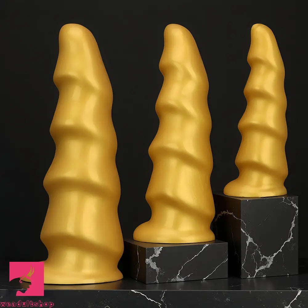 6.49in 8.26in 10.03in Golden Silicone Fantasy Dildo For Couples Unisex