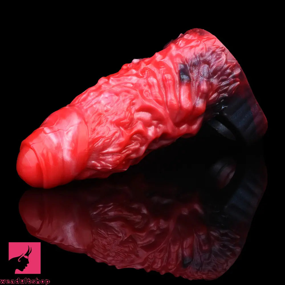 5.98in Uncut Soft Hollow Dildo Built-in keel Vibration Remote Penis Sleeve