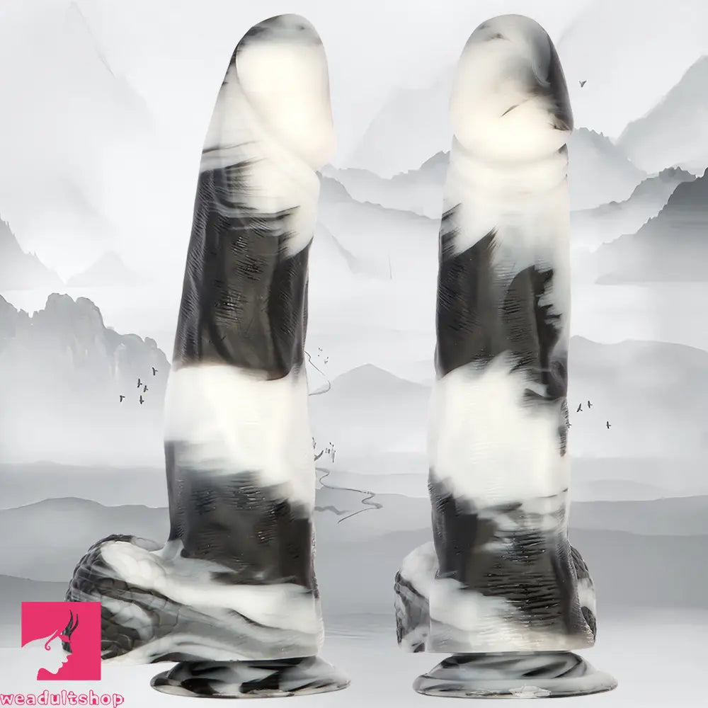 13.38in Black White Mixed Color PVC Extra Huge Long Thick Male Dildo
