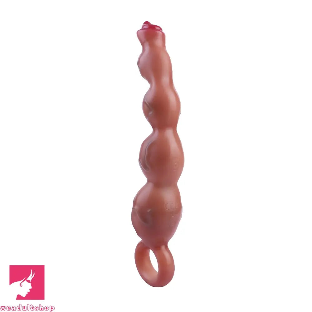 9.8in Big Vibrating Silicone Soft Pulling Beads Cock Dildo With 3 Motors
