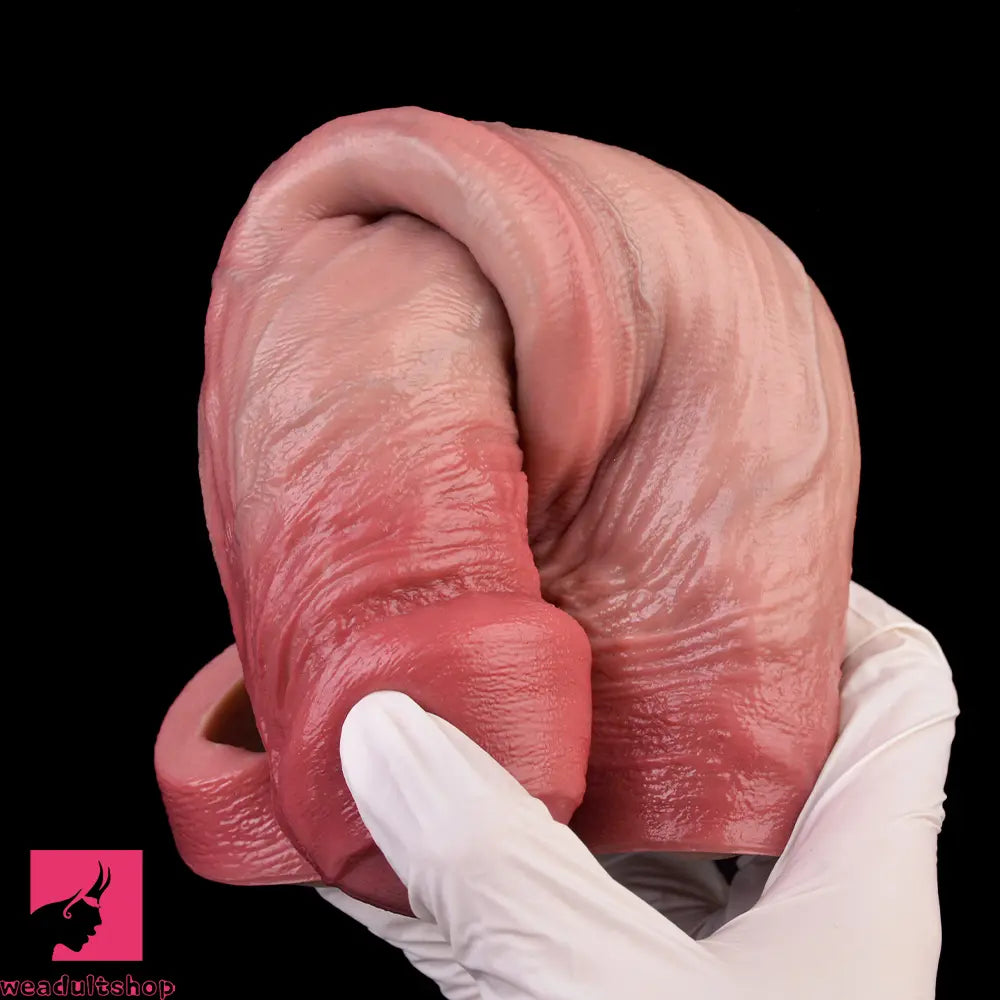 8.46in Vibrating Cock Remote Silicone Hollow Dildo Sleeve Uncut Extender