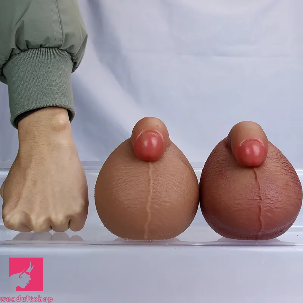 4.7in Realistic Scrotal Ball Soft Silicone Dilation Toy With Two Testicles