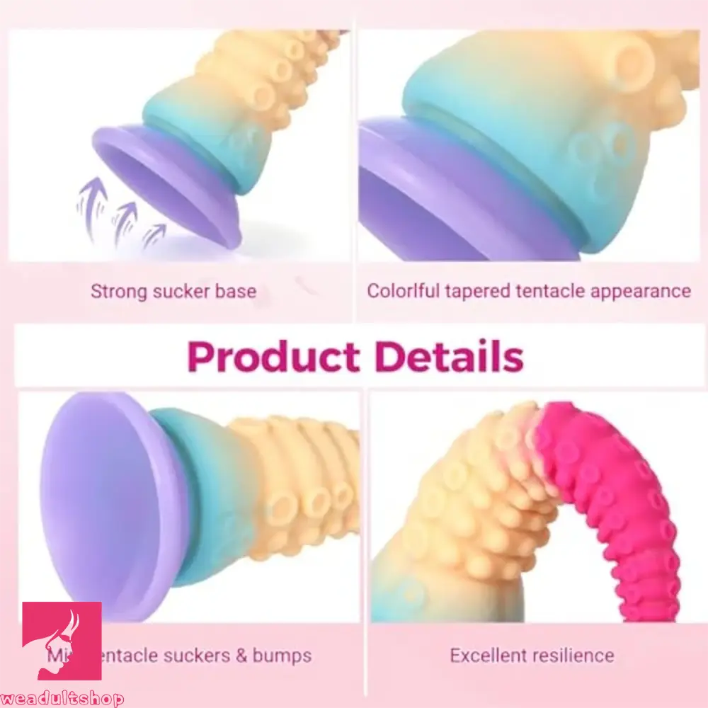 7.9in Tapered Tentacle Fantasy Octopus Suction Cup Soft Silicone Dildo