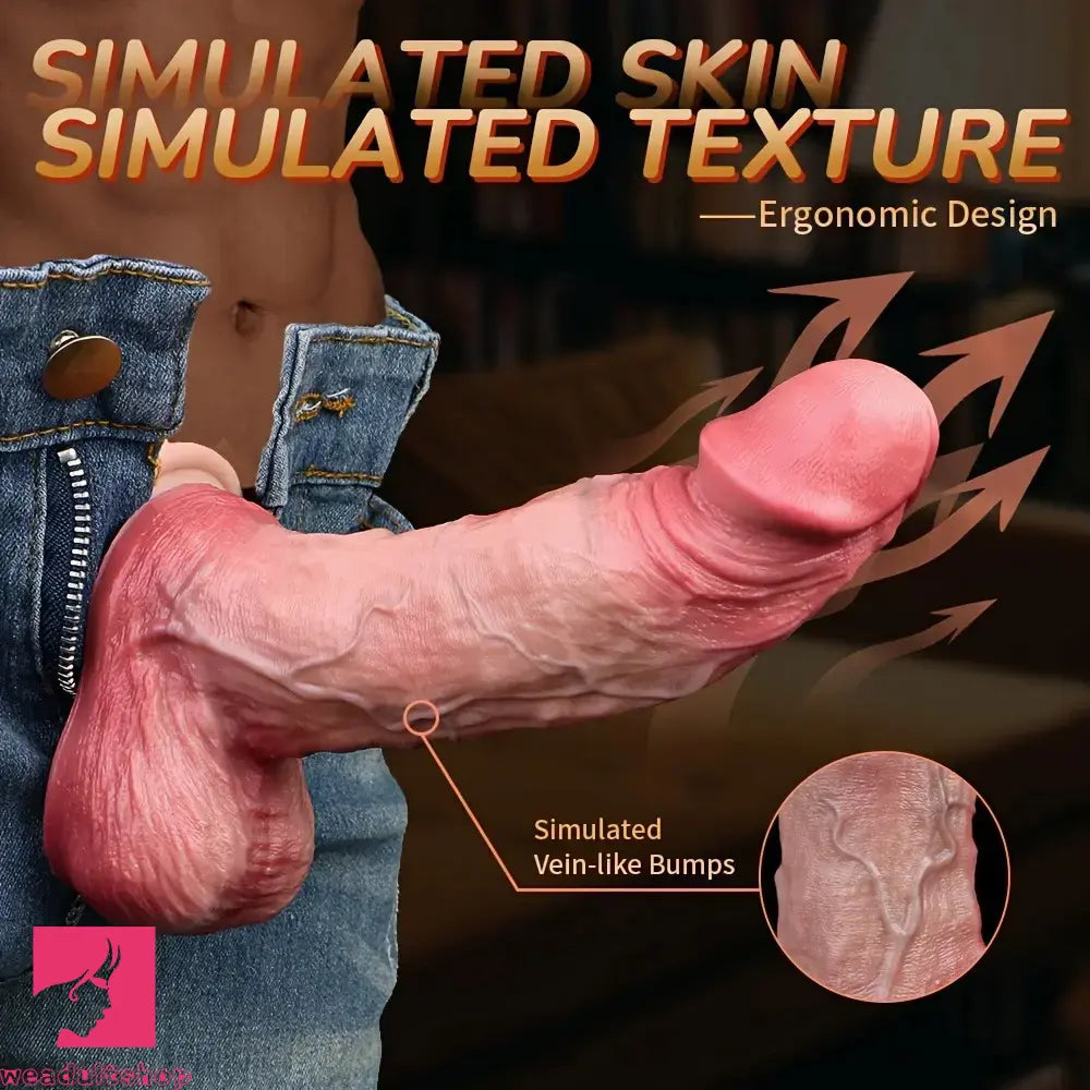 7.91in Realistic Penis Female Manual Soft Double Layer Silicone Dildo