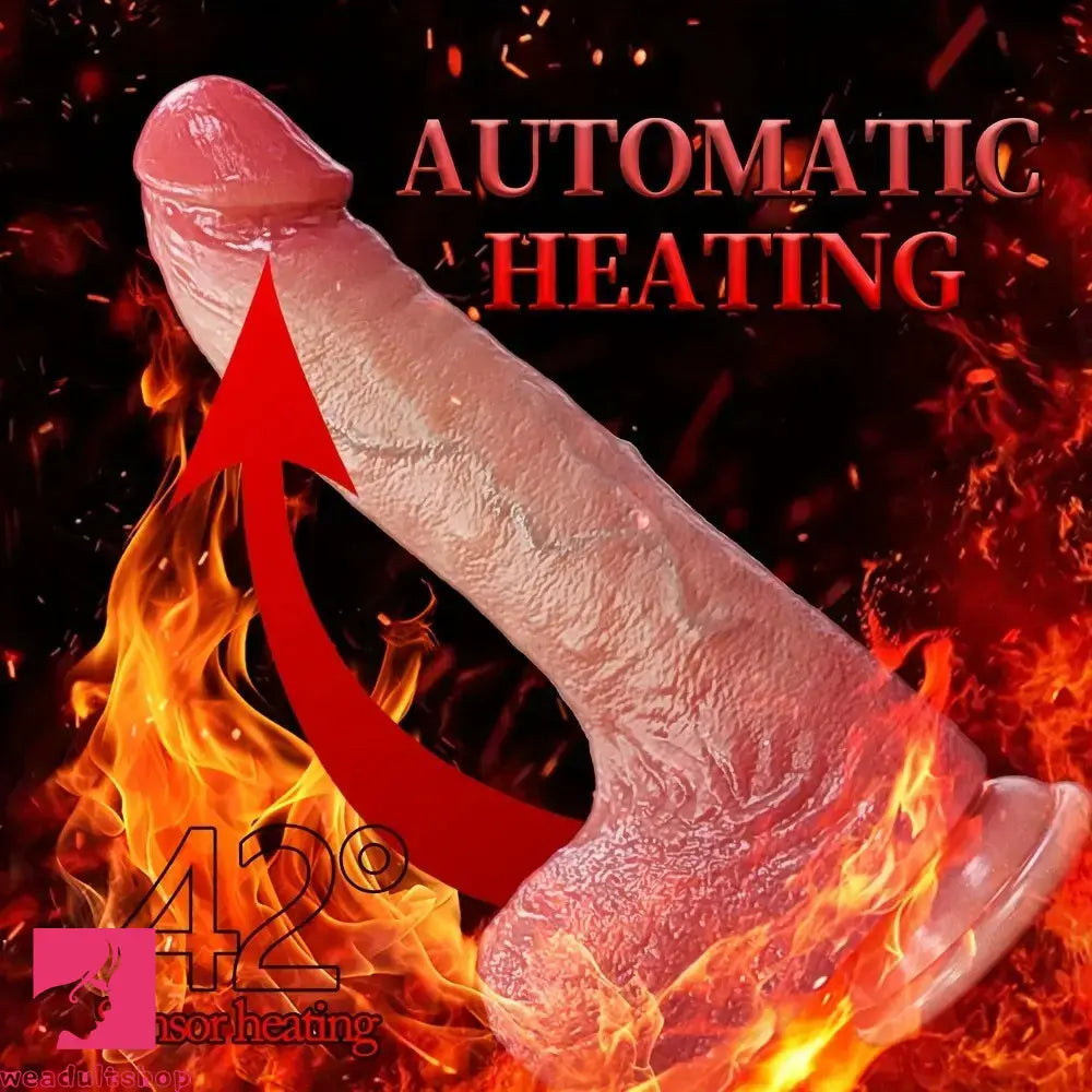 8.46in Automatic Heating Thrusting Vibrating Silicone Real Skin Female Dildo