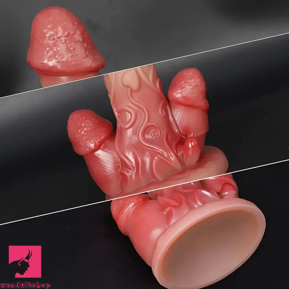 7.68in Three-Head Male Female Silicone Dildo Texture For Women Stimulation