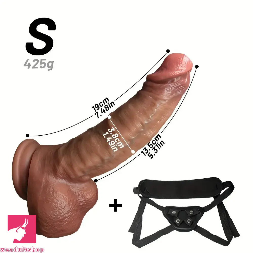 7.48in 8.46in 10.03in Wearable Realistic Strap-On Silicone Soft Big Real Dildo