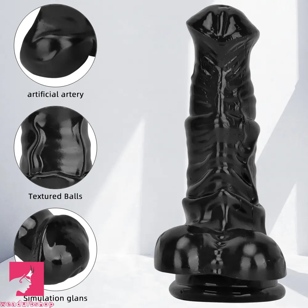 6.3in Black Sex Simulation PVC Penis Small Horse Dildo Female Masturbator