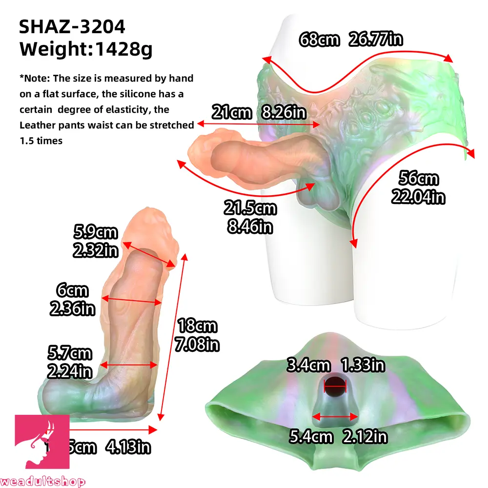 8.26in Monster Fantasy Hollow Dildo Harness Pants Strap on Spiked Dildo