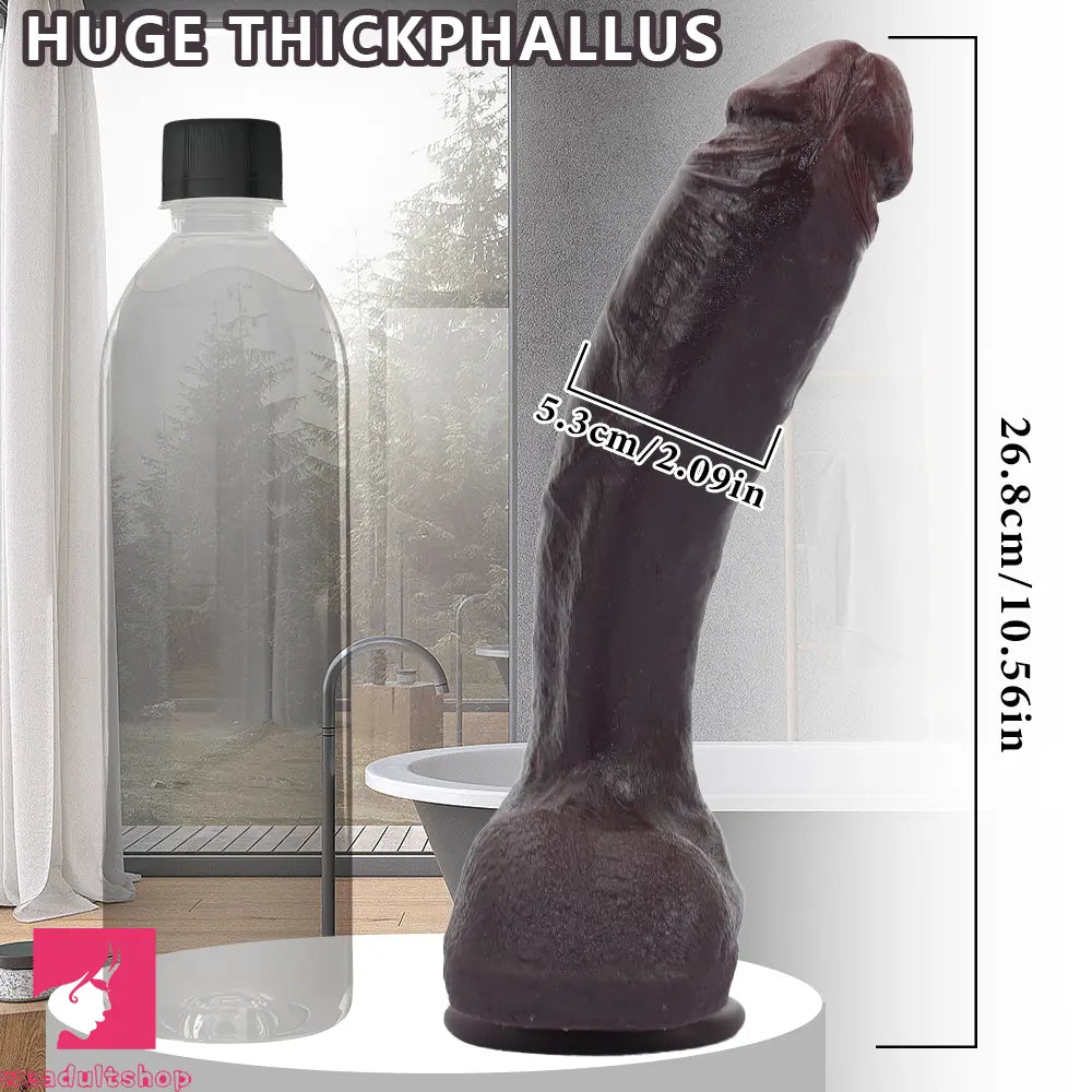 10.56in Dual Density Silicone Huge Thick Curved Dildo Manual Couples Fun Toy