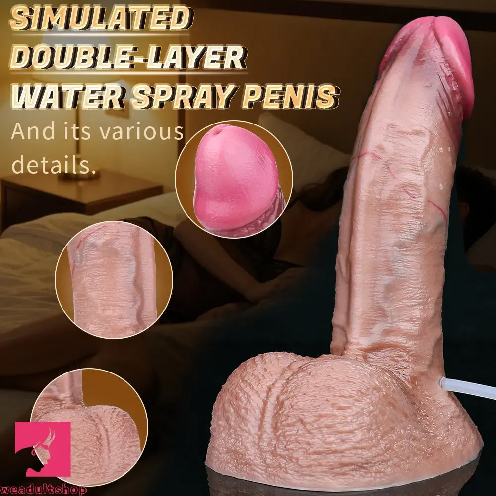 7.24in Double Density Silicone Soft Ejaculating Real Simulation Cock Dildo