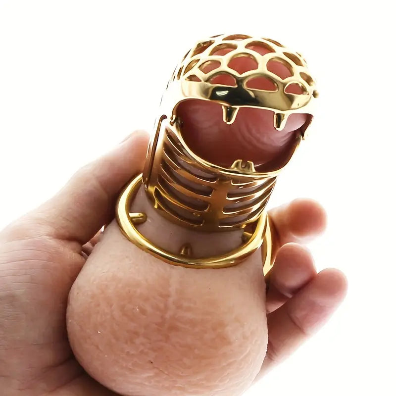 Stainless Steel Chastity Cage Keychain Hollow Male Continence Lock Cage