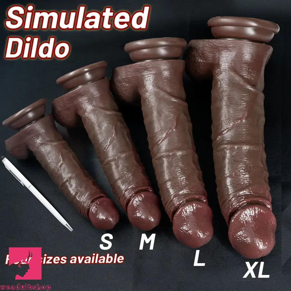 7.48in 8.46in 10.03in 11.22in Real Curved Silicone Strap on Dildo Penis Toy