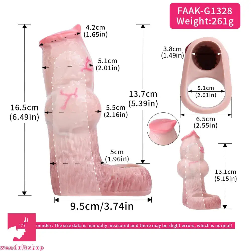 5.47in 6.49in 6.77in Realistic Dog Lifelike Dildo Cock Sleeve Close Open Head