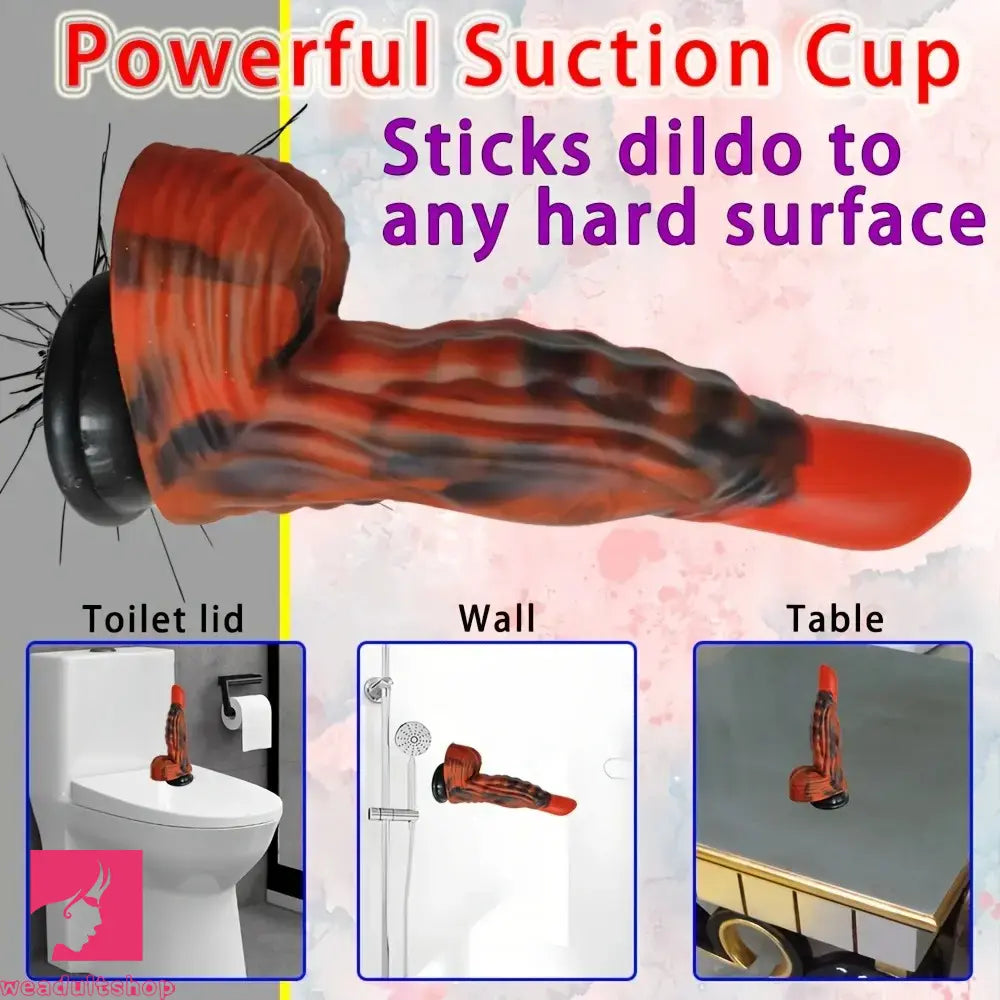 9.25in Monster Eagle Dreamy Black Red Fantasy Thick Silicone Odd Dildo