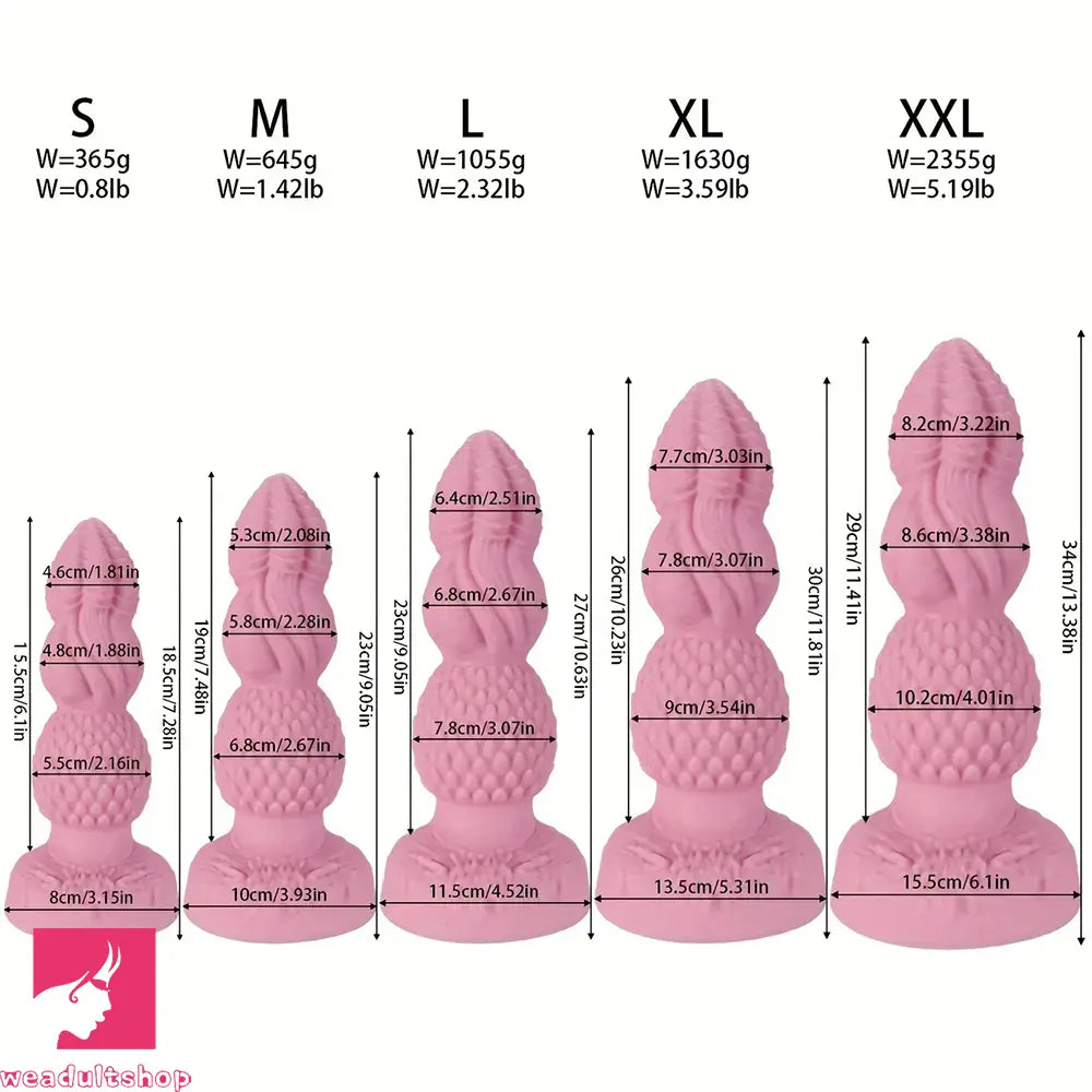 7.28in 9.05in 10.63in 11.81in 13.38in Fantasy Silicone Soft Clitoris Anal Dildo