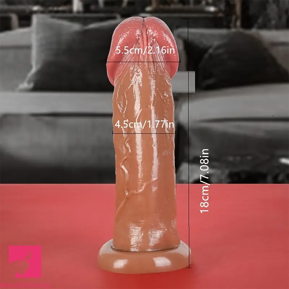 6.3in 7.08in 8.07in Big Glans Head Real Skin Clit G-Spot Stimulation Dildo
