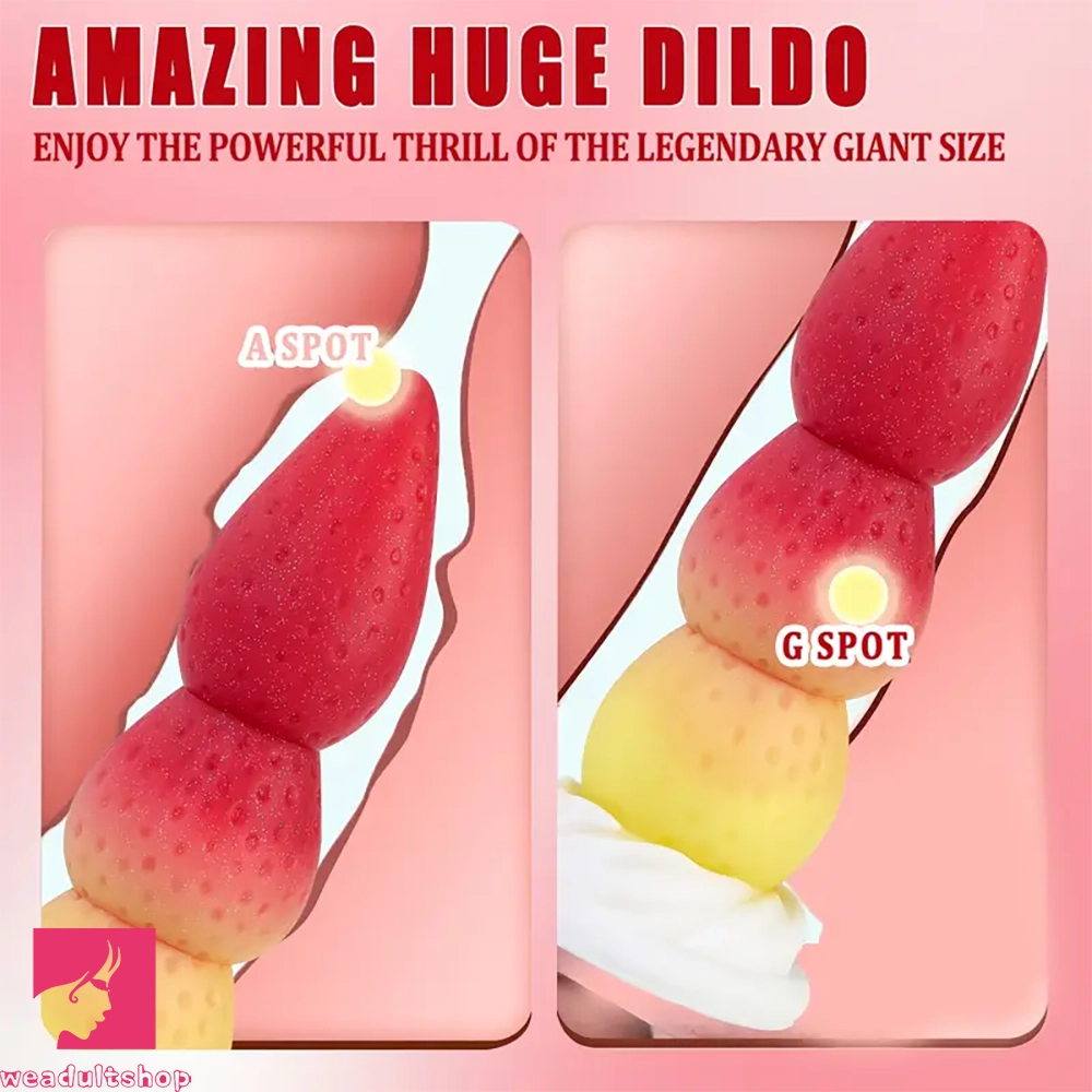 7.48in Cute Strawberry Silicone Soft G Spot Dildo With Strong Suction Cup