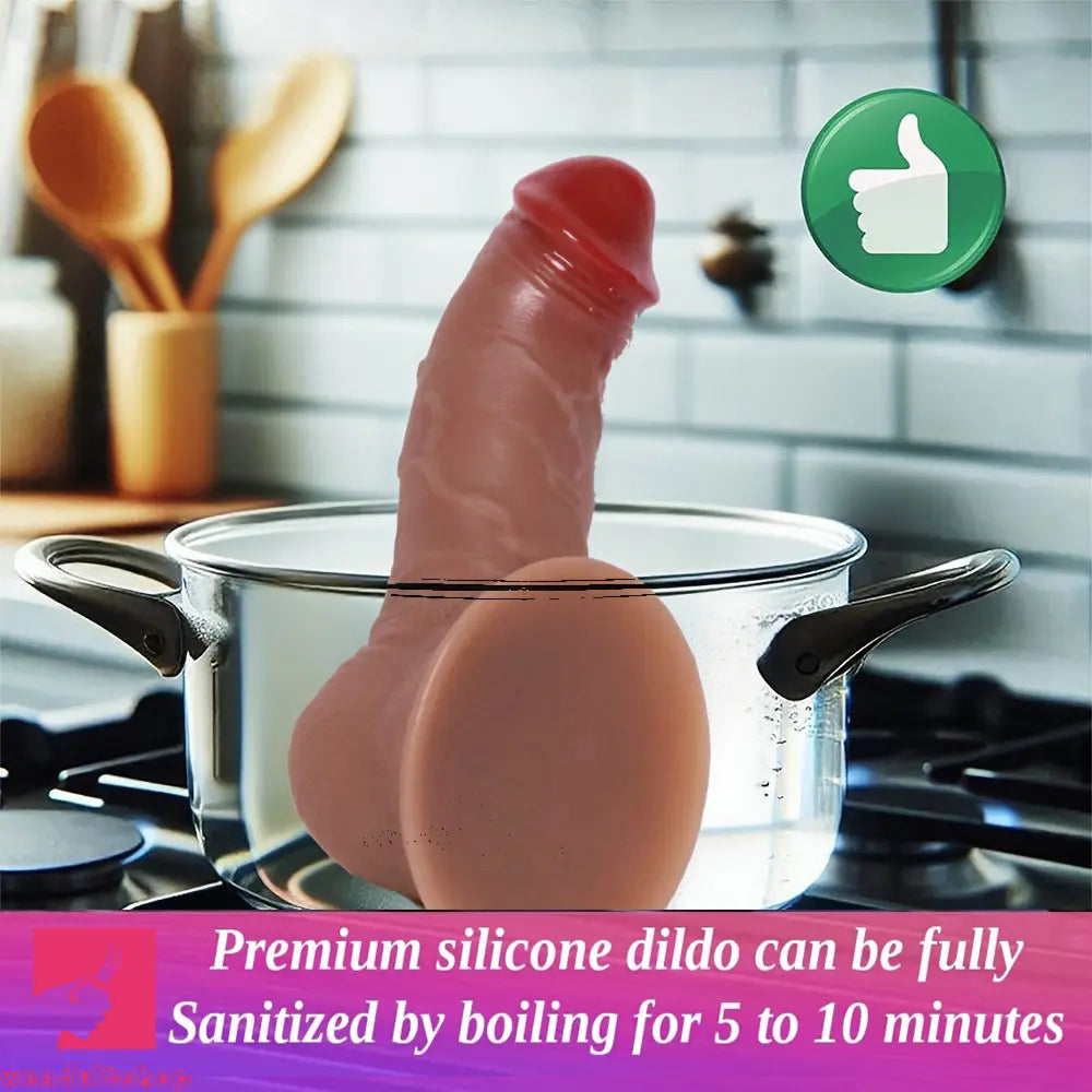 7.9in Silicone Lifelike Curved Dildo For Vaginal Clitoral Stimulation Female Toy