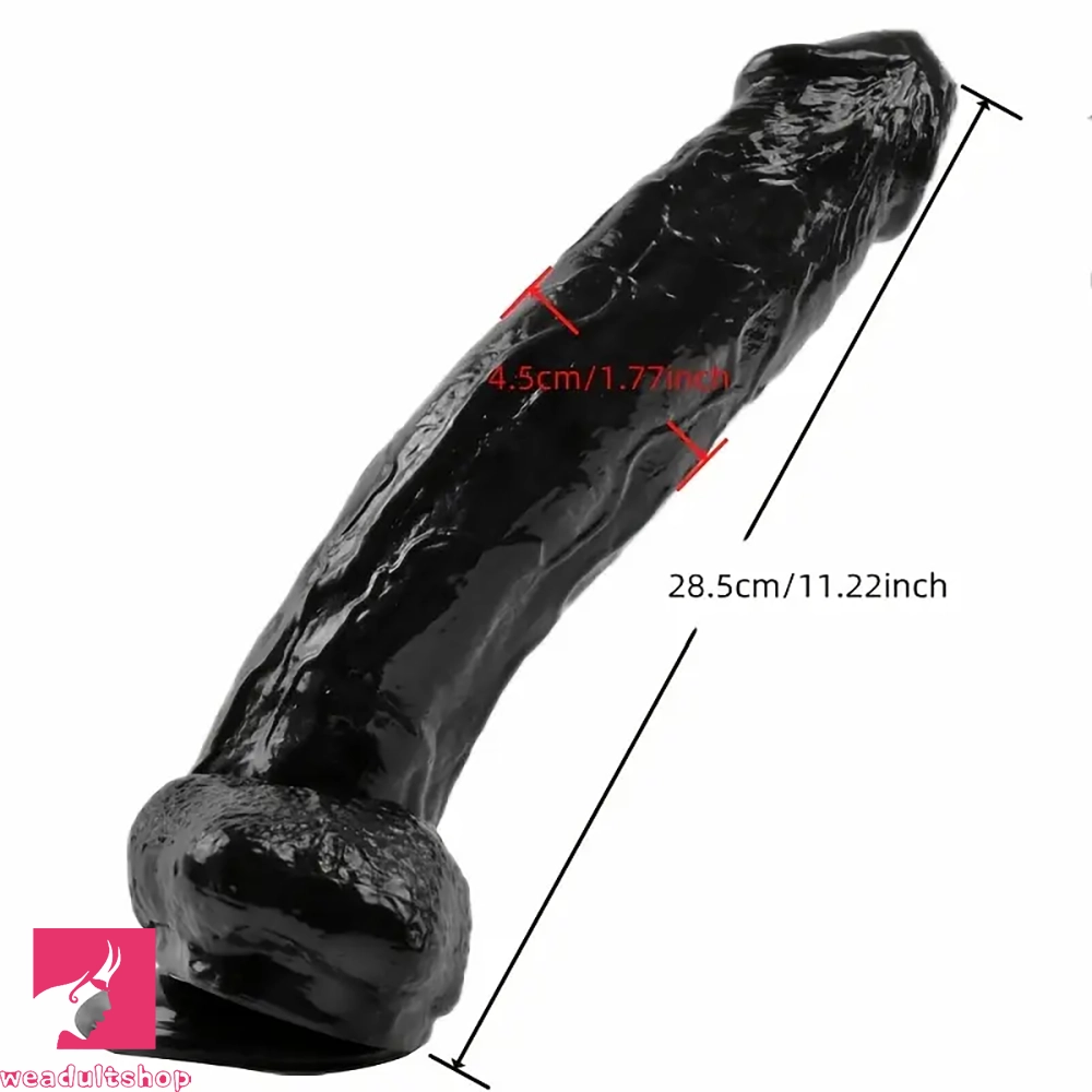 11.22in PVC Black Flexible Big Dildo With Suction Cup For Hands-Free Sex