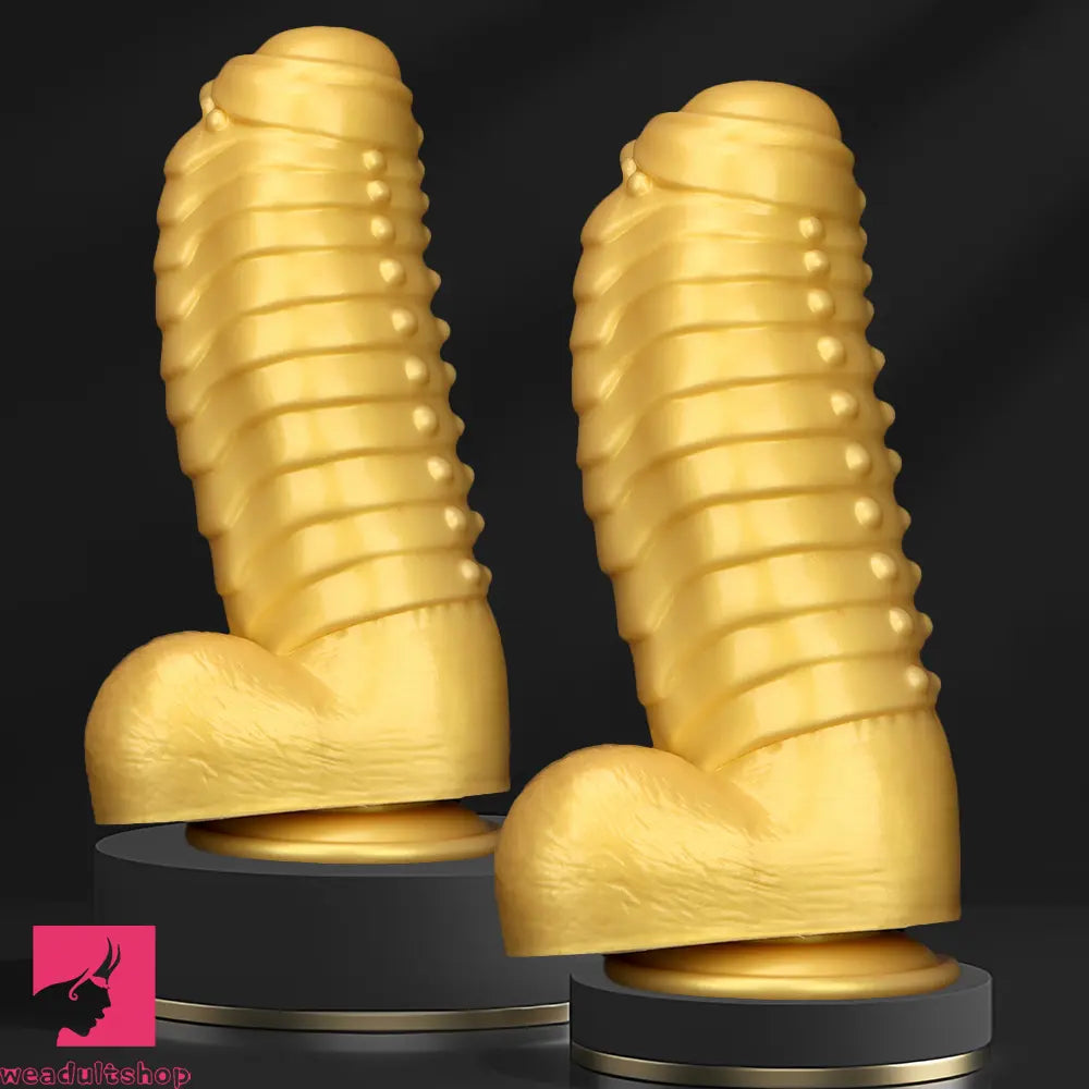 12.2in 13.38in Golden Liquid Silicone Giant Caterpillar Anal Thick Cock Dildo
