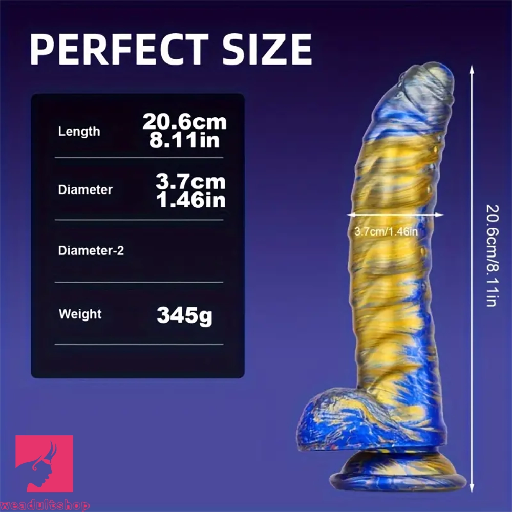 8.11in CATERPILLAR Gilded Mixed Color Creative Silicone Dildo SM Cock Toy