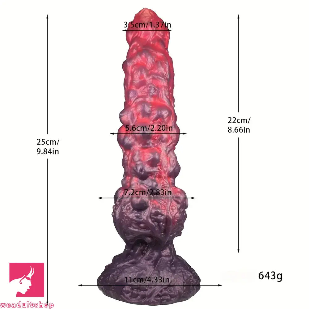 9.84in Monster Fantasy Spiked Silicone Soft Big Dildo For Hands-Free Sex