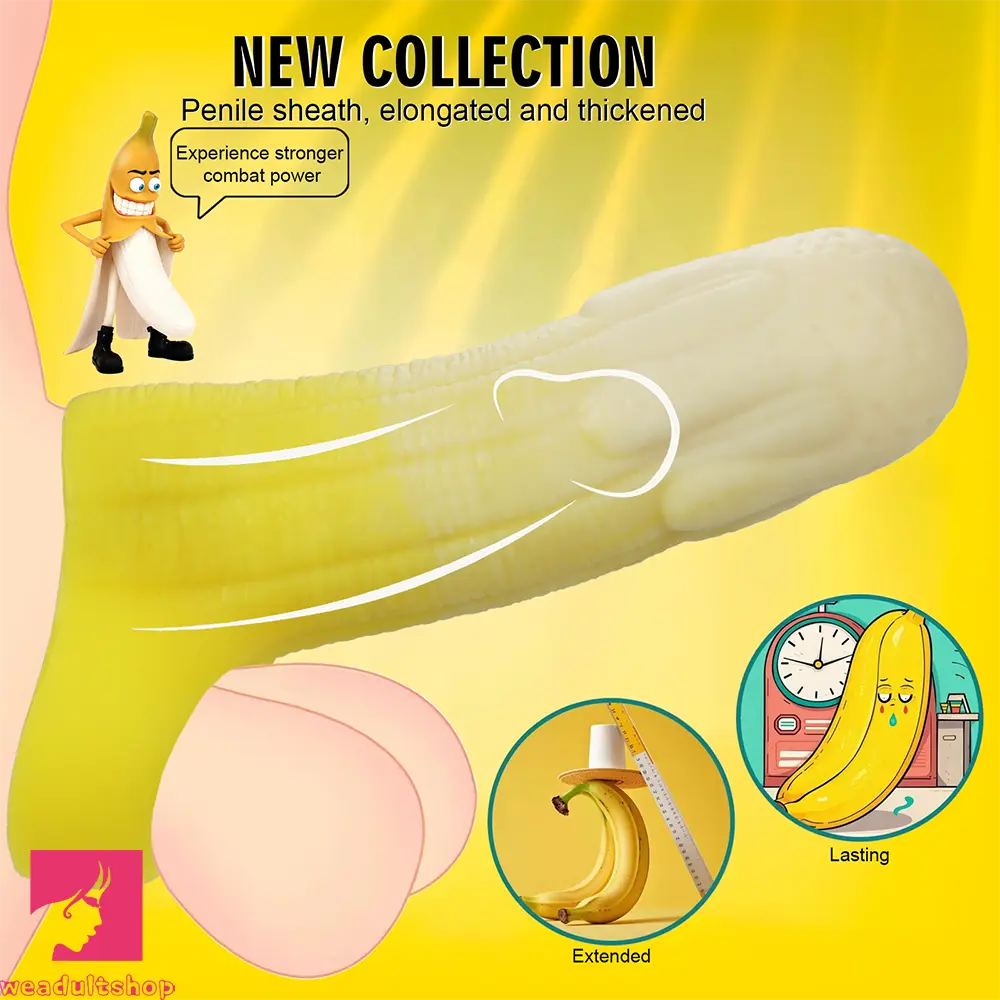 5.11in 5.31in 5.51in Banana Fantasy Hollow Dildo Sleeve Liquid Silicone Sleeve