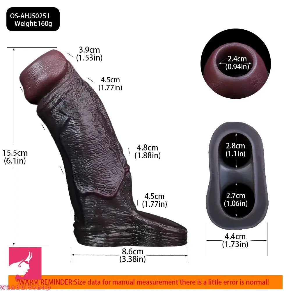 4.13in 4.92in 6.1in Real Skin-Friendly Stretchable Hollow Dildo Sleeve Toy