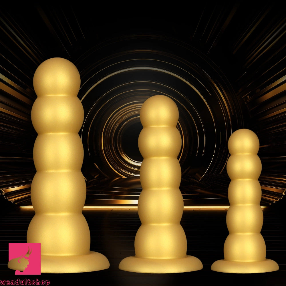 7.08in 9.05in 10.62in Silicone Soft Five-Bead Pull-Bead Butt Plug Cock Dildo