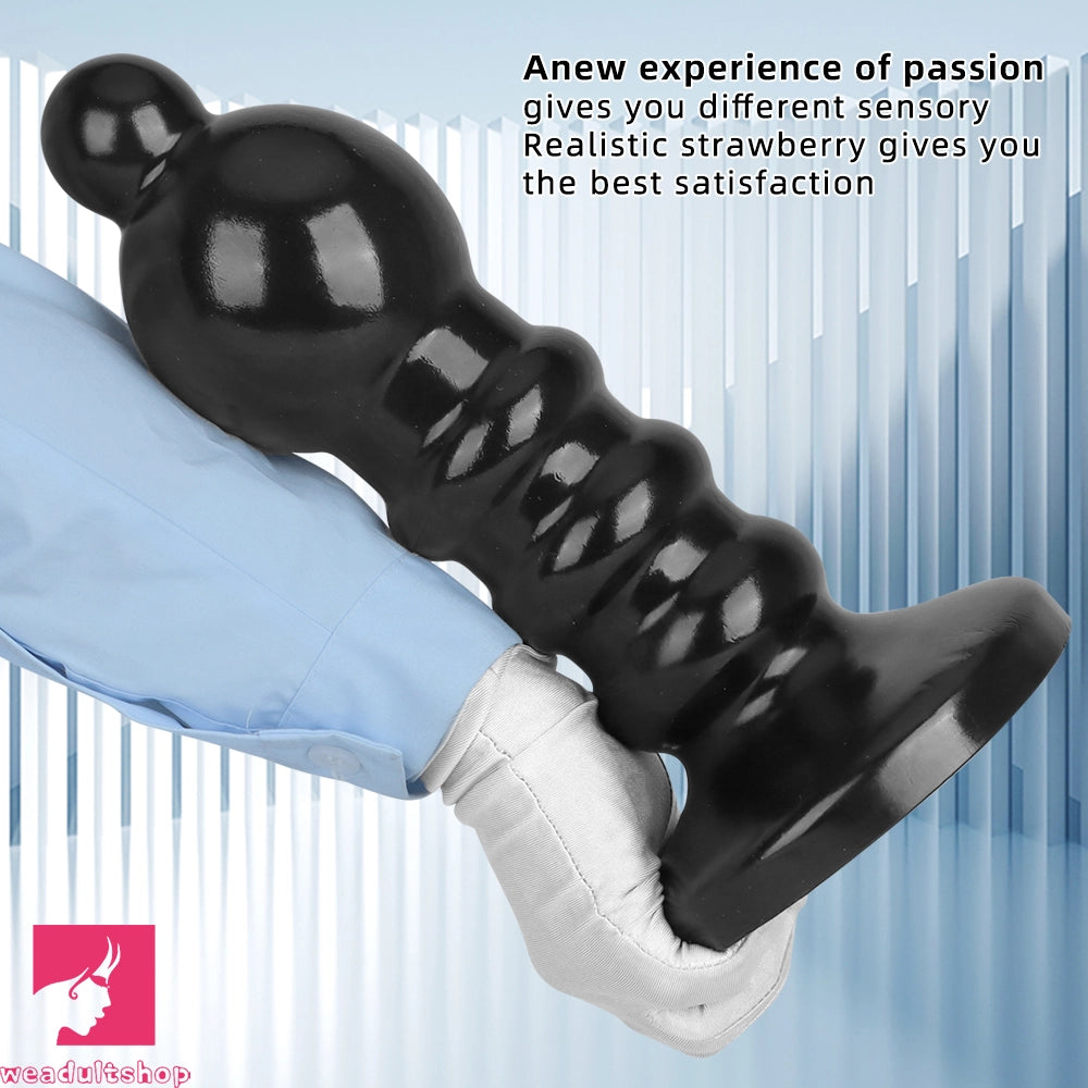 12.6in Black Pull Beads Thick Big Head Penis Anal Plug PVC Cock Dildo