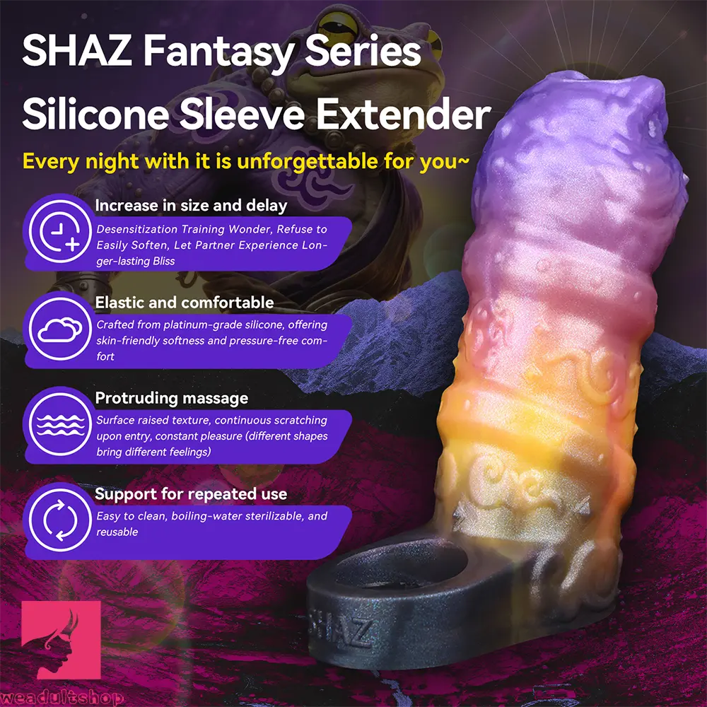 4.76in Ecan Dragon Fantasy Silicone Soft Dildo Sleeve Penis Extender