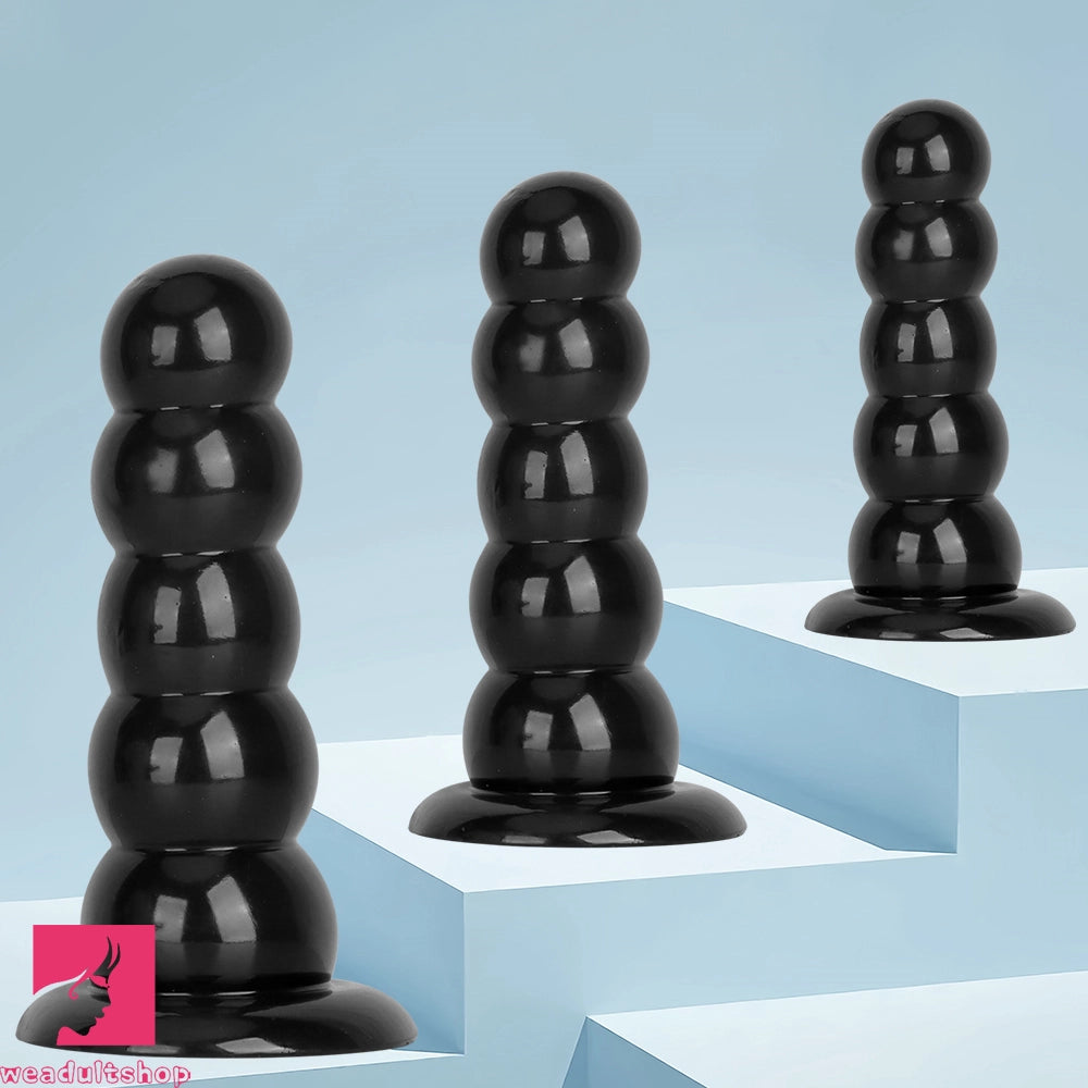 7.08in 9.05in 10.62in Black Beads Tower Five Bead Big Anal Plug Cock Dildo