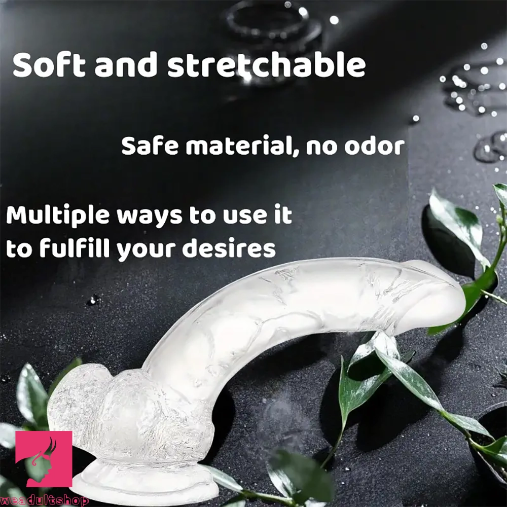 7.09in Clear Dildo With Suction Cup For Hands-free Play Adult Love Toy