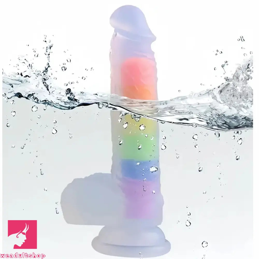 8.46in Silicone Rainbow Soft Realistic Big Crystal Clear Jelly Pleasure Dildo