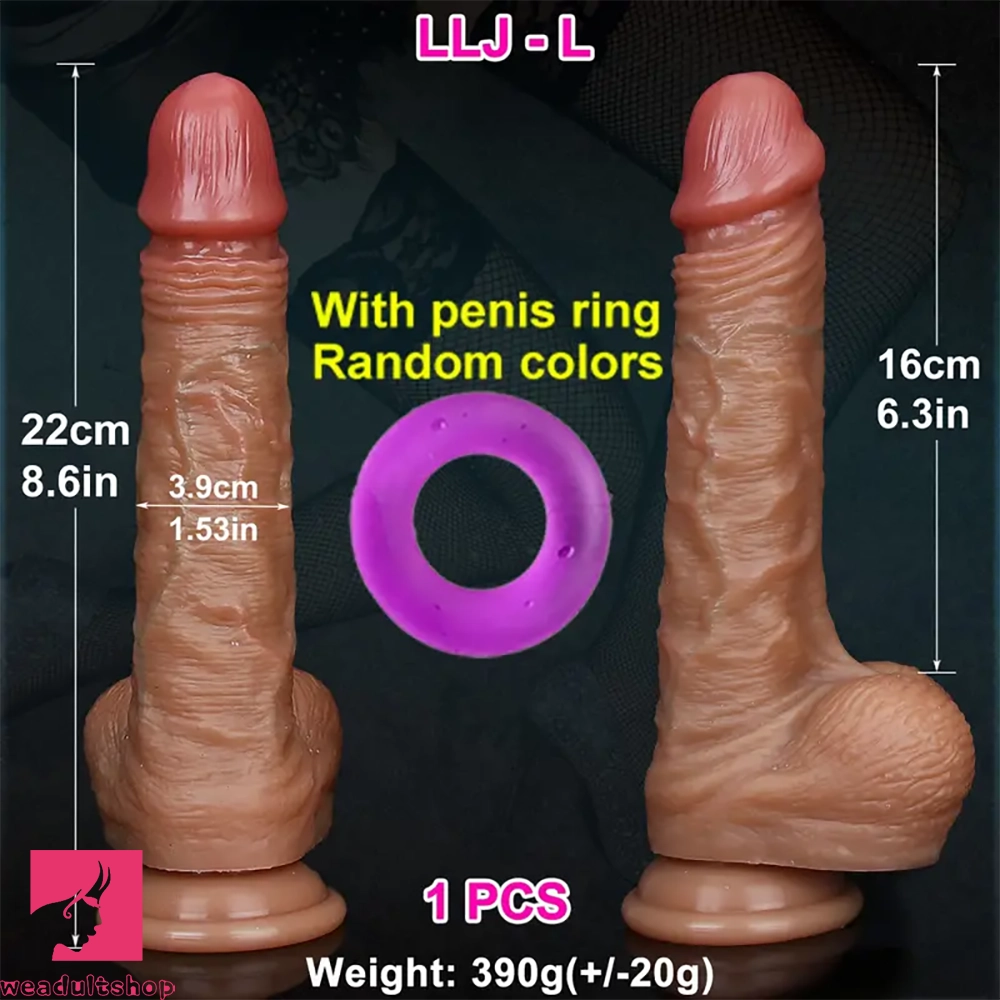 7.3in 8.6in Soft Realistic Adult Prostate Cock Double Layer Silicone Dildo