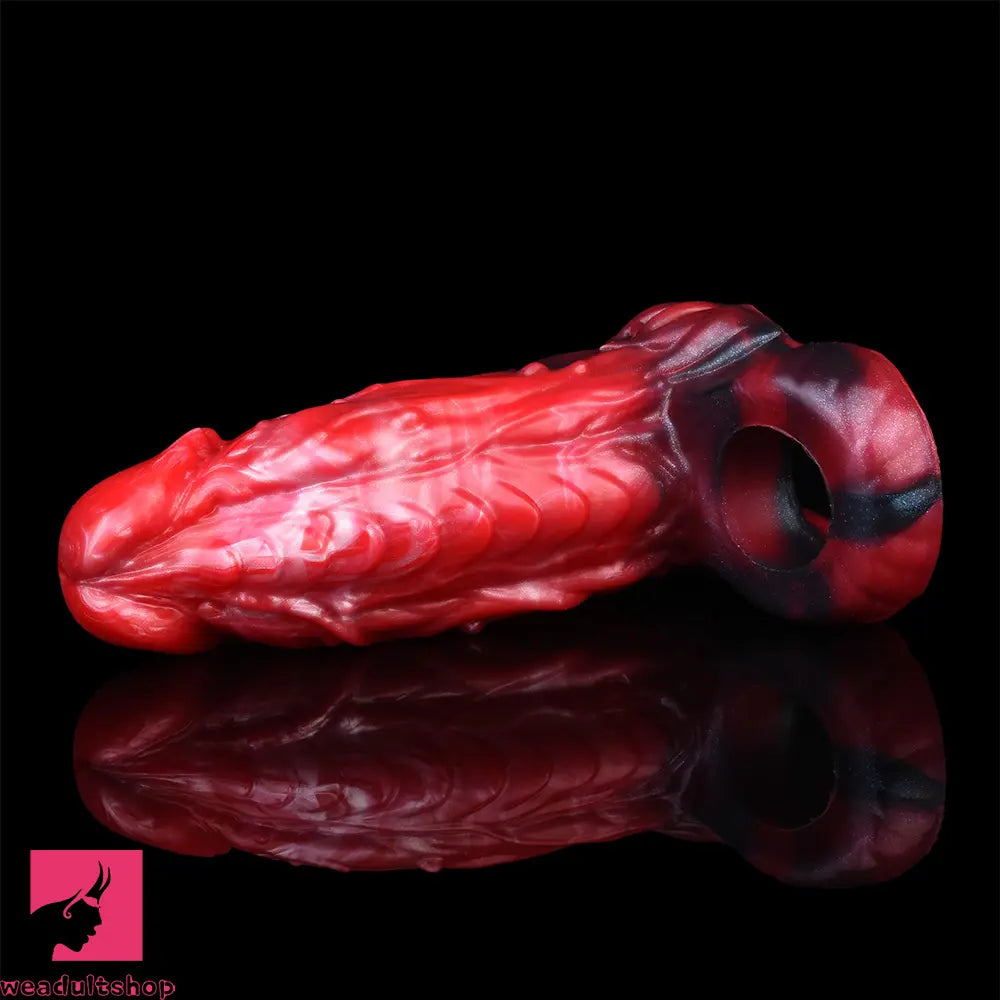 6.18in Spiked Sleeve Hollow Dildo Built-in keel Vibration Remote Penis Sleeve