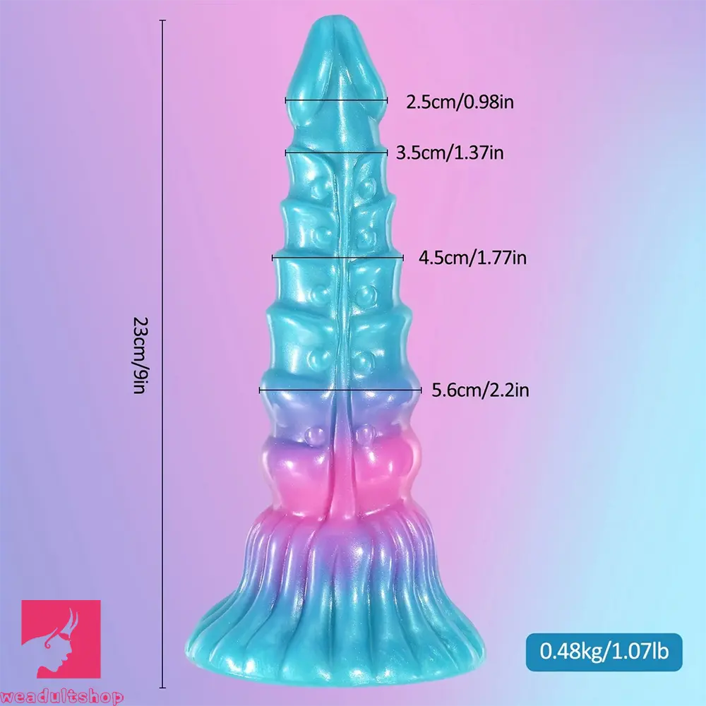 9in Gradient Faux Penis Anal Soft Blue-Pink Gradient Fantasy Odd Dildo