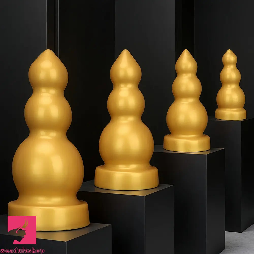 4.13in 5.91in 8.27in 10.63in Golden Soft Gourd-shaped 3-beads Dildo